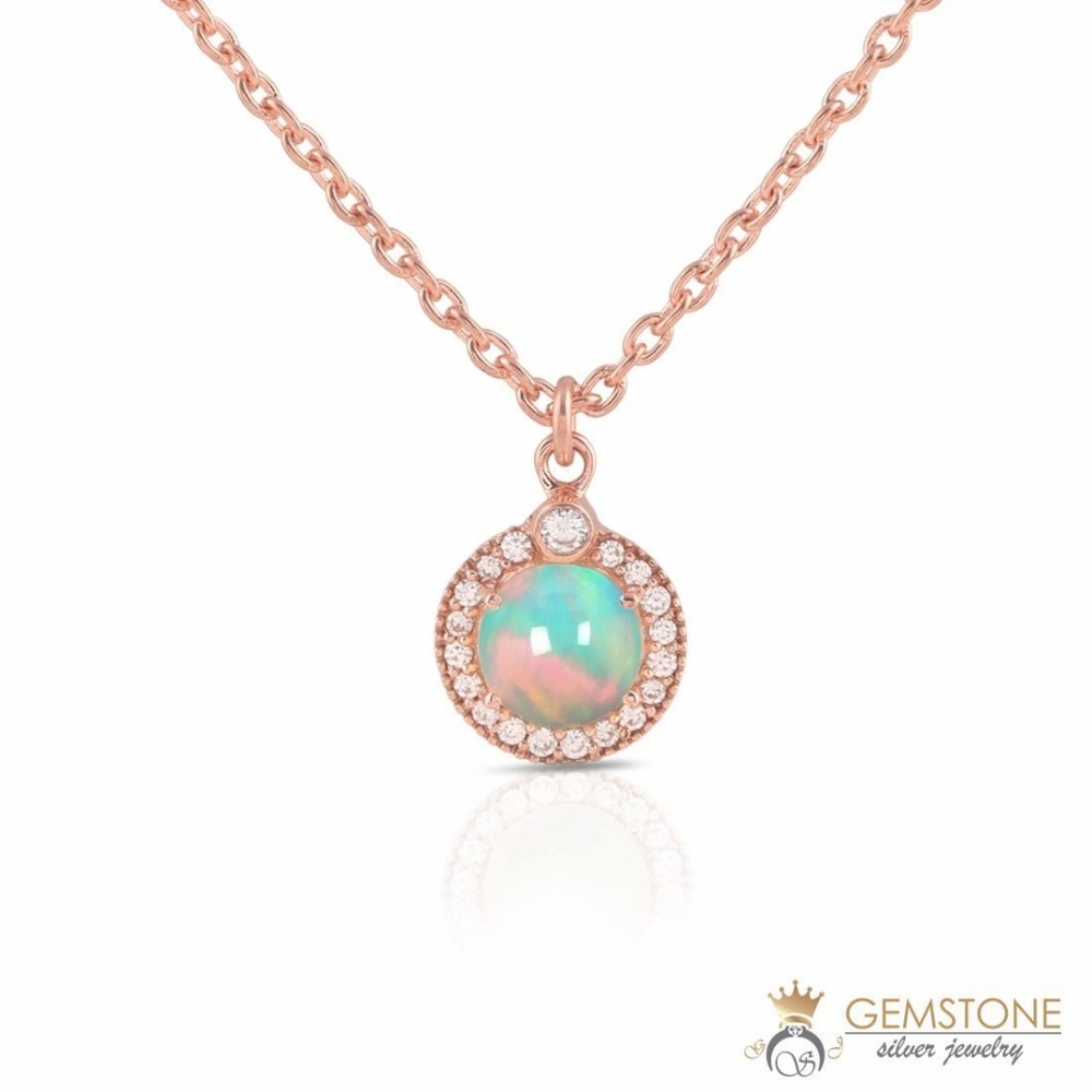 14k Rose Gold Vermeil Opal Necklace-Vibrance